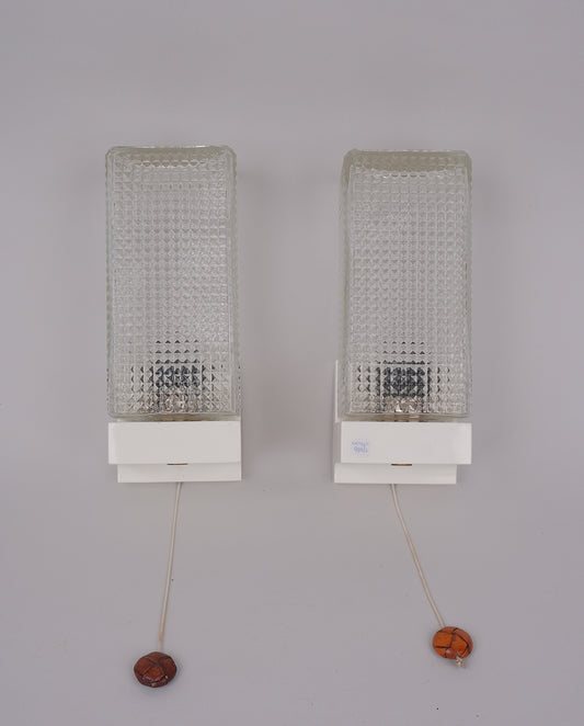 Appliques en verre ciselé, années 70