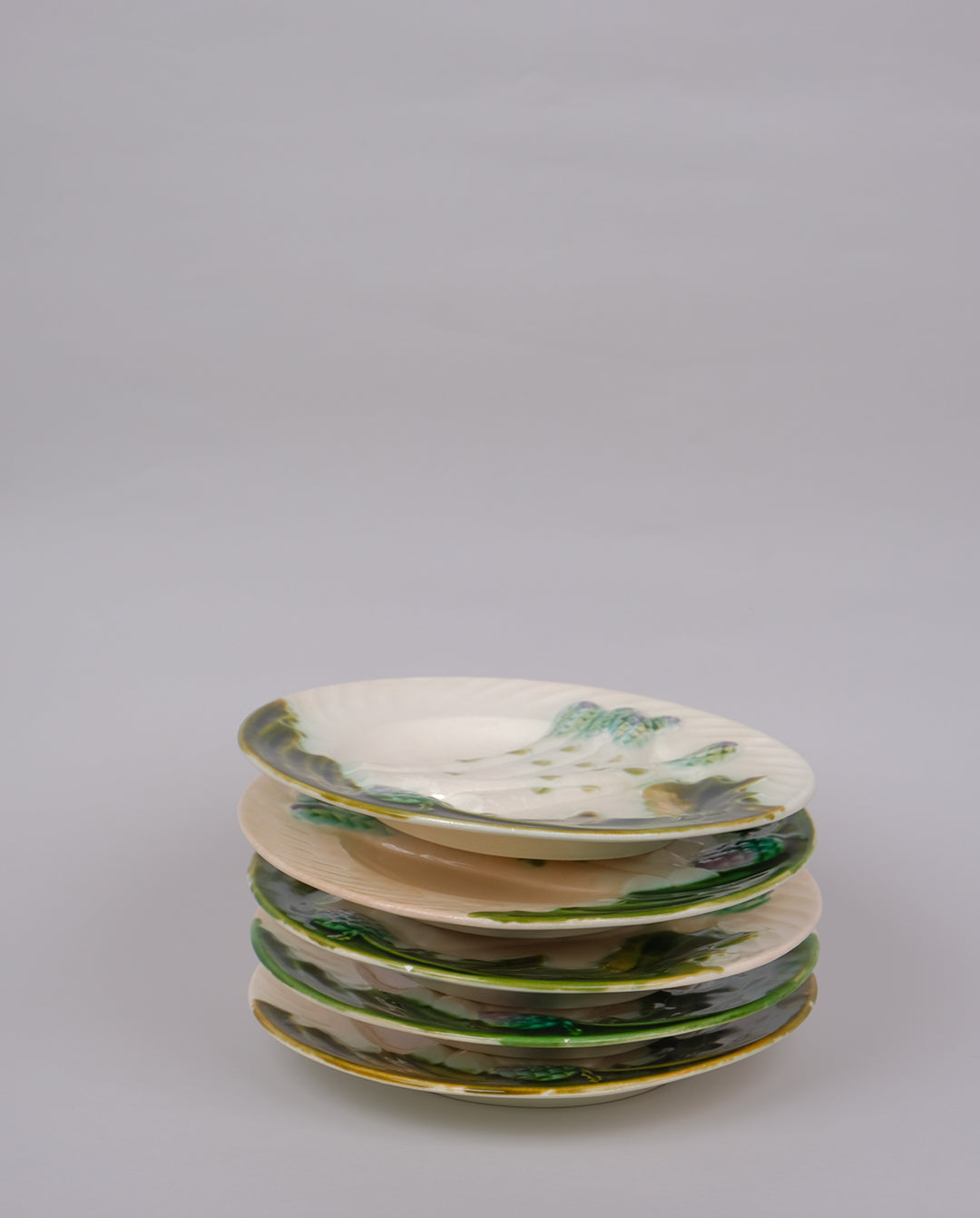 Assiettes à asperge en barbotine x5