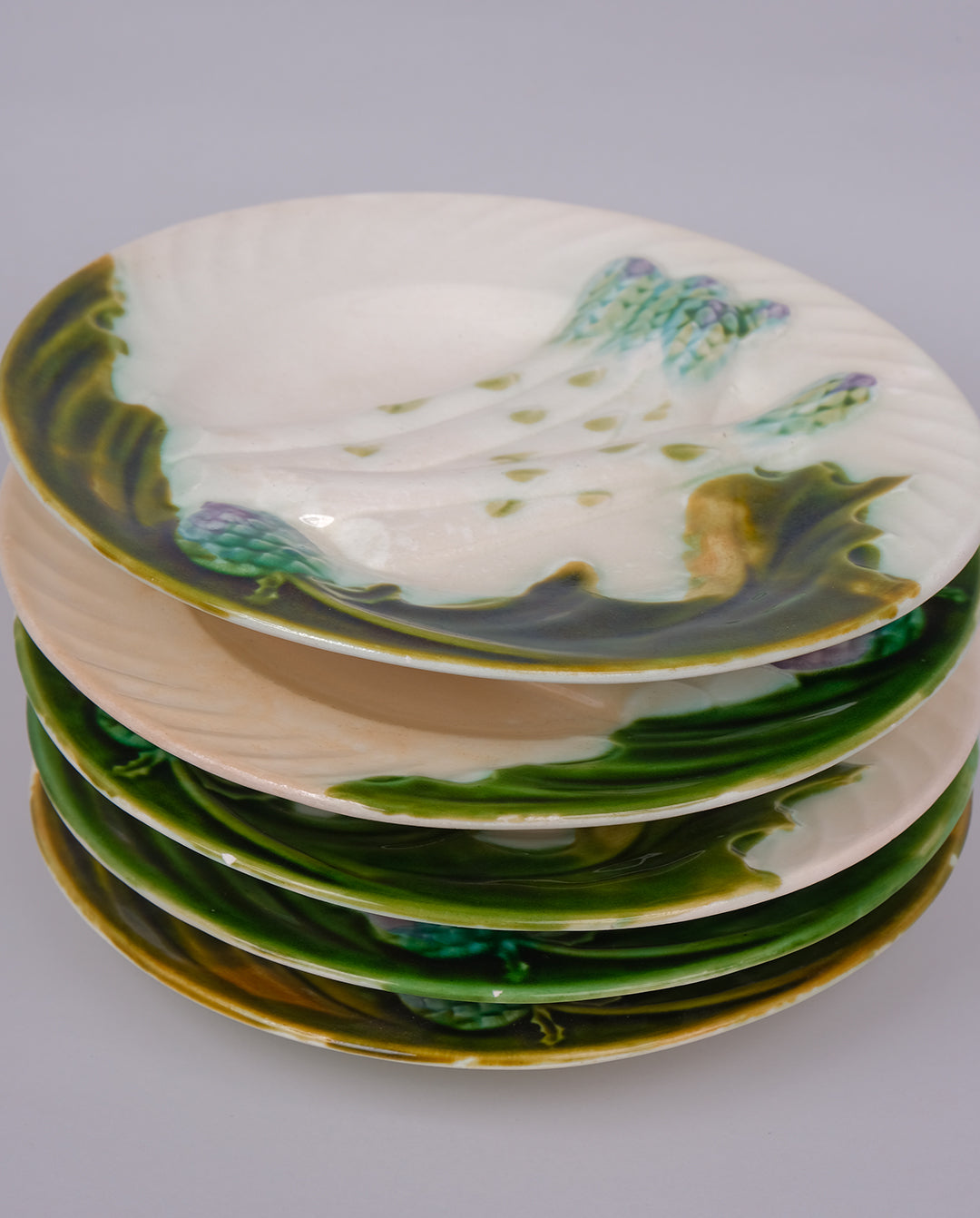 Assiettes à asperge en barbotine x5