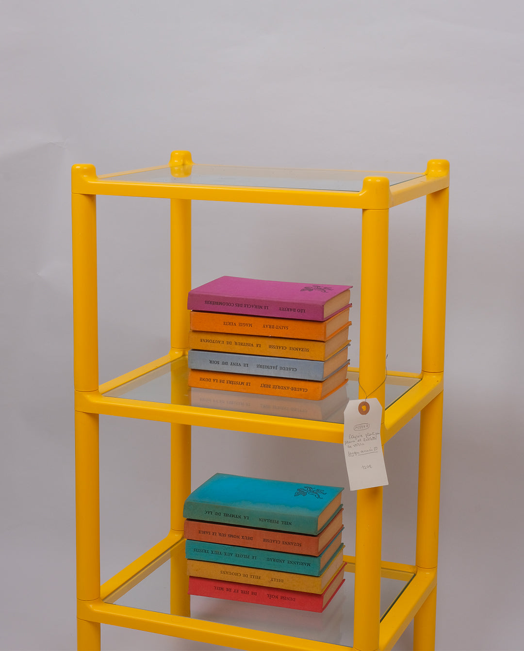 Étagère en plastique jaune, années 70-80