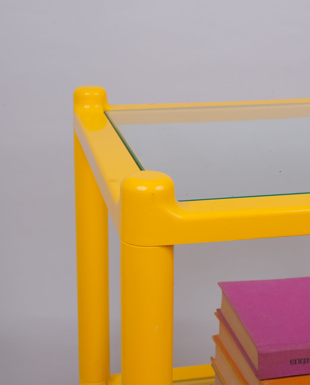 Étagère en plastique jaune, années 70-80
