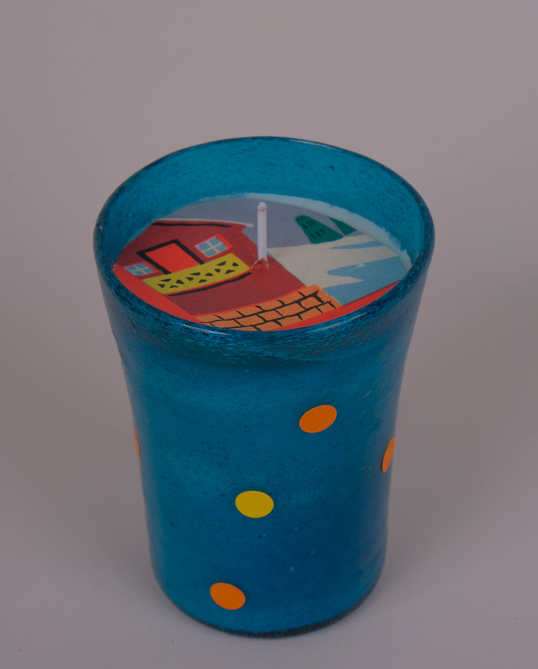 Bougie — verre bleu paon