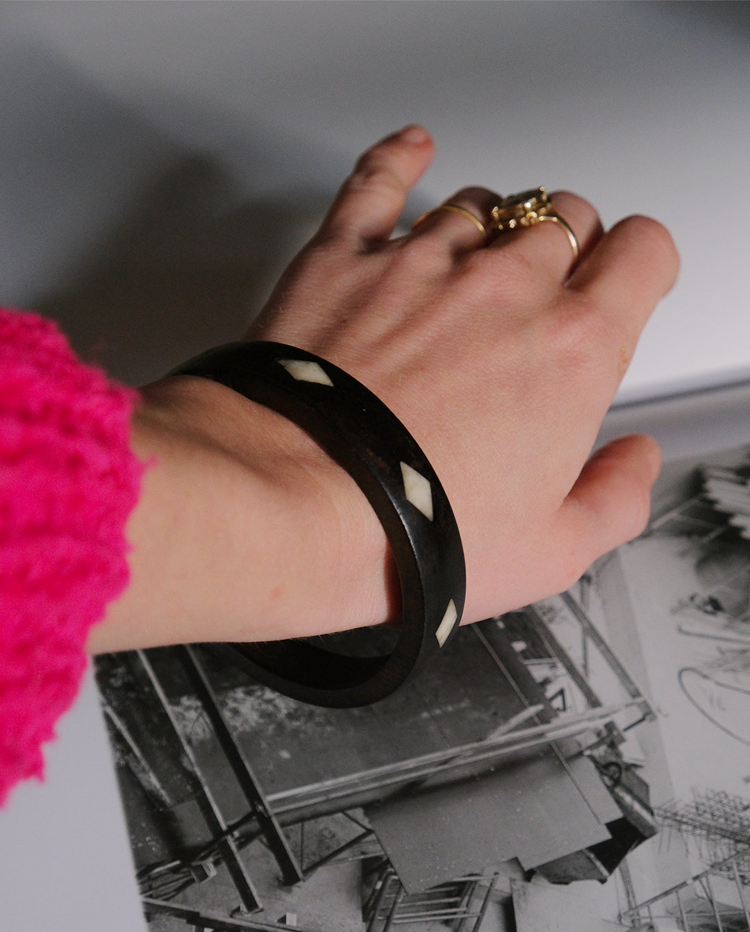 Bracelet en bois et nacre