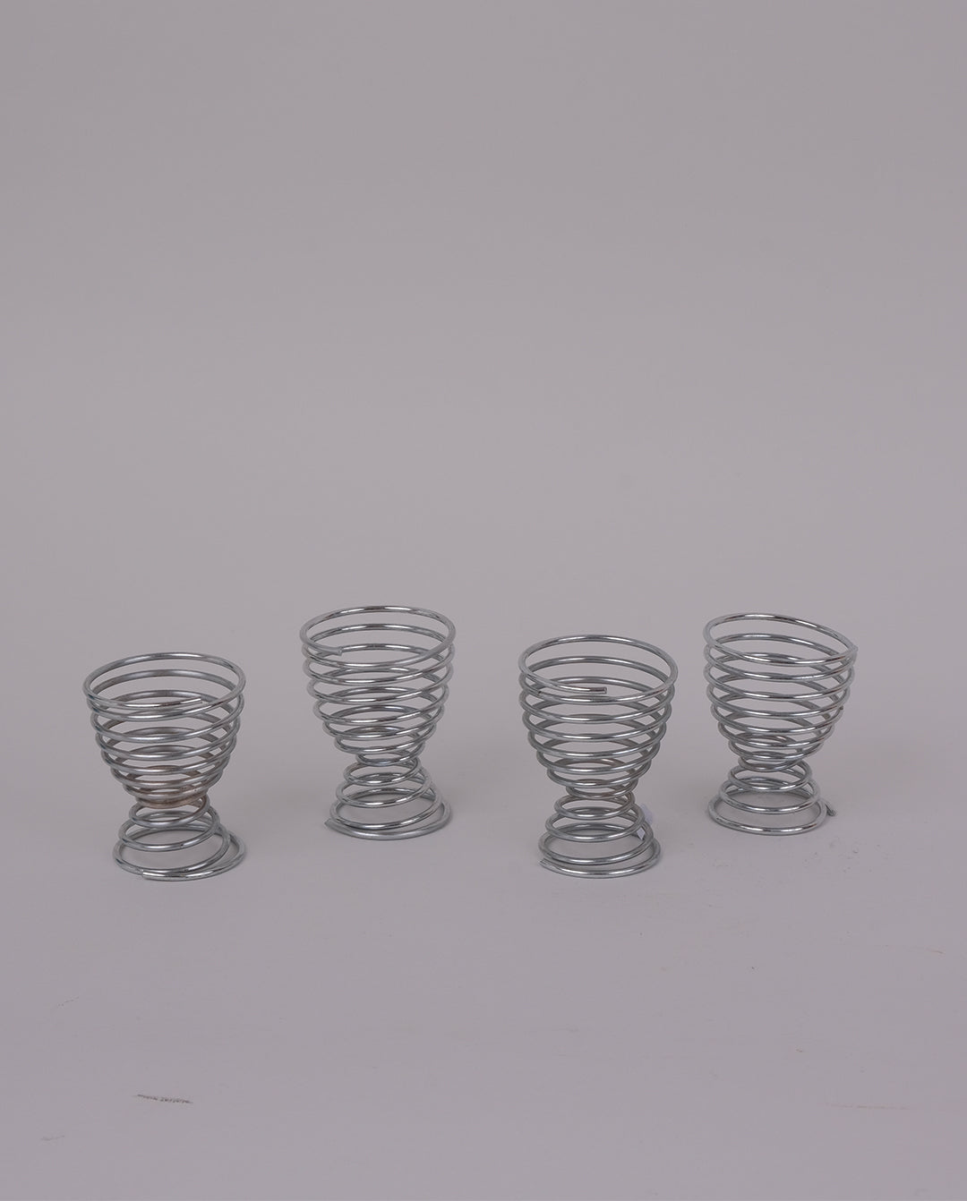 Coquetiers en inox en forme de spirale, vaisselle vintage des années 80