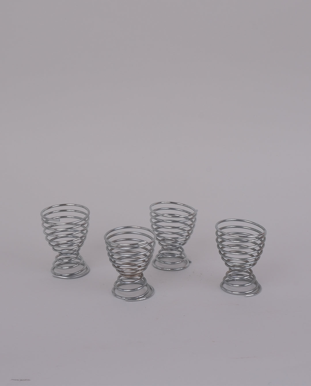 Coquetiers en inox en forme de spirale, vaisselle vintage des années 80