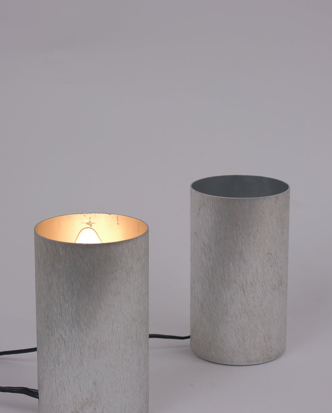 Lampes en aluminium brossé années 70