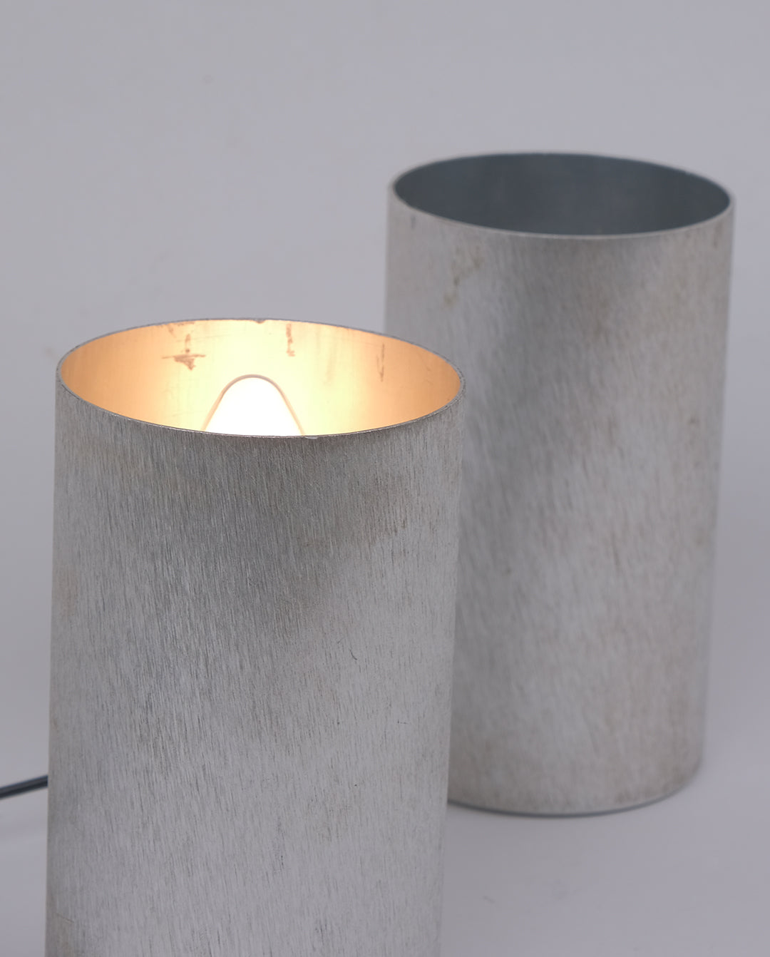 Lampes en aluminium brossé années 70