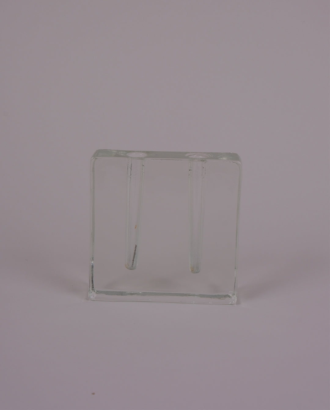 Double soliflore en verre pressé
