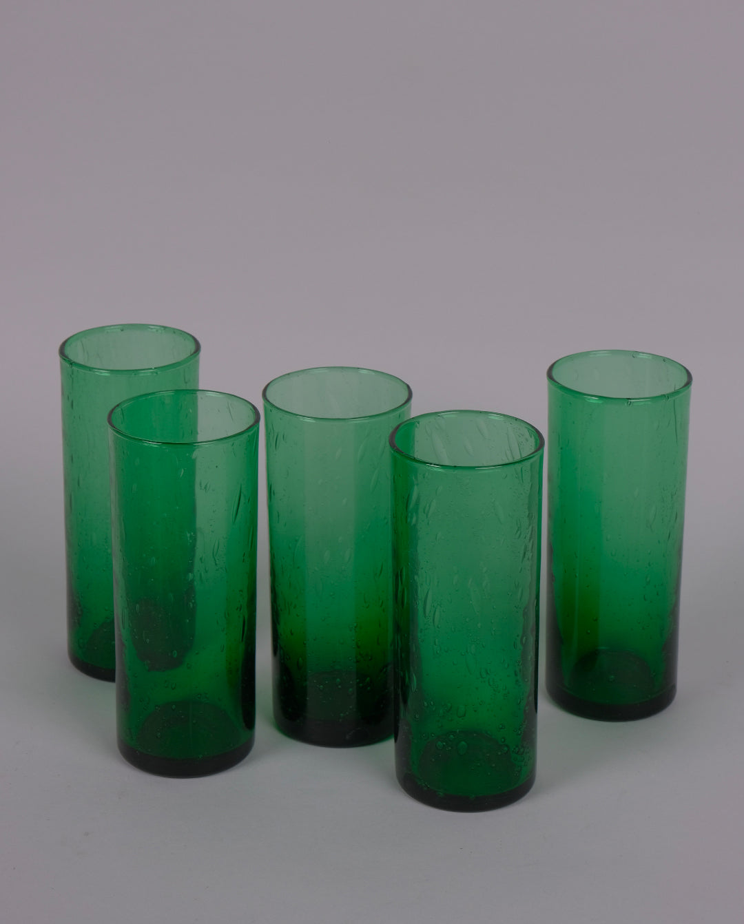 Verres hauts en verre bullé teinté vert