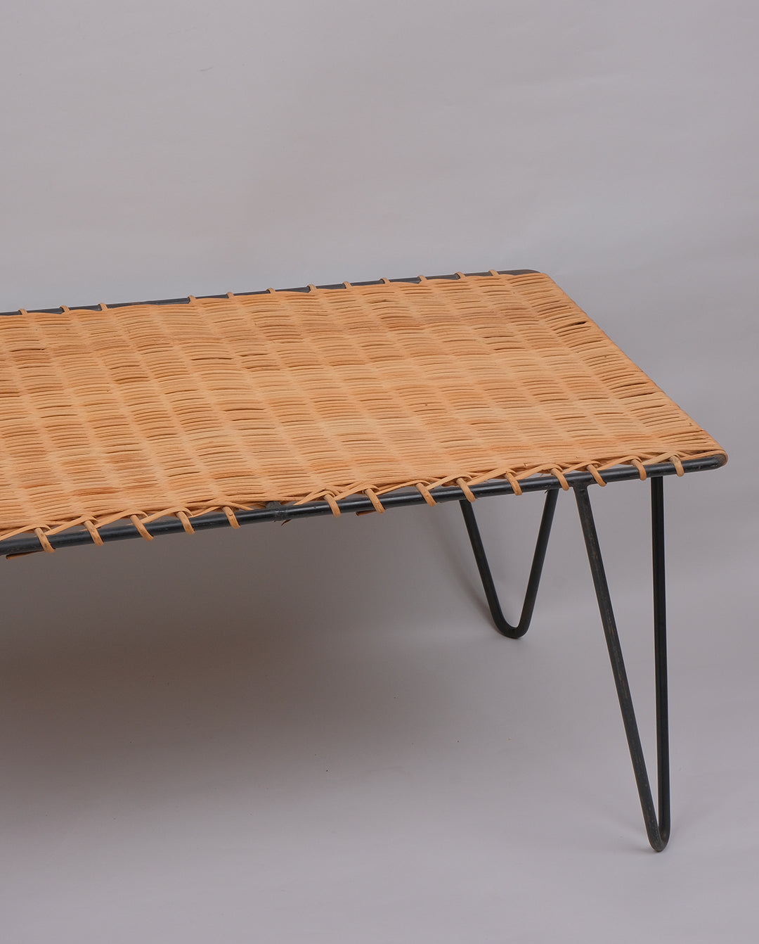 Table basse en osier, années 50