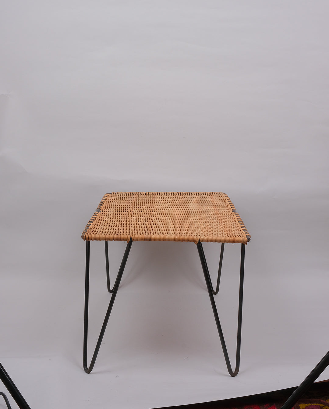Table basse en osier, années 50