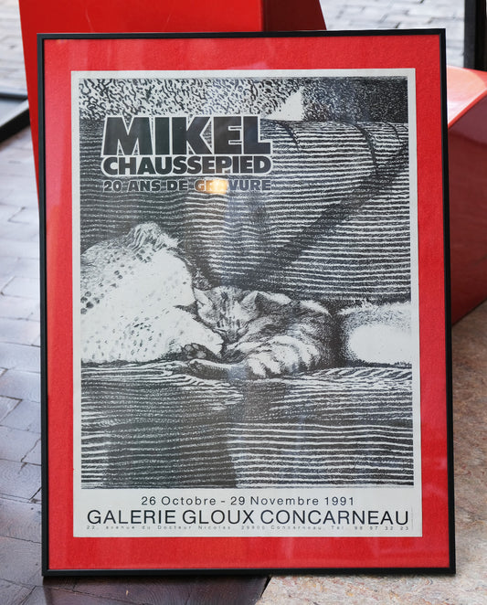 Affiche, gravure de Mikel Chaussepied, galerie Gloux, Concarneau, 1991