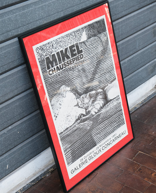 Affiche, gravure de Mikel Chaussepied, galerie Gloux, Concarneau, 1991