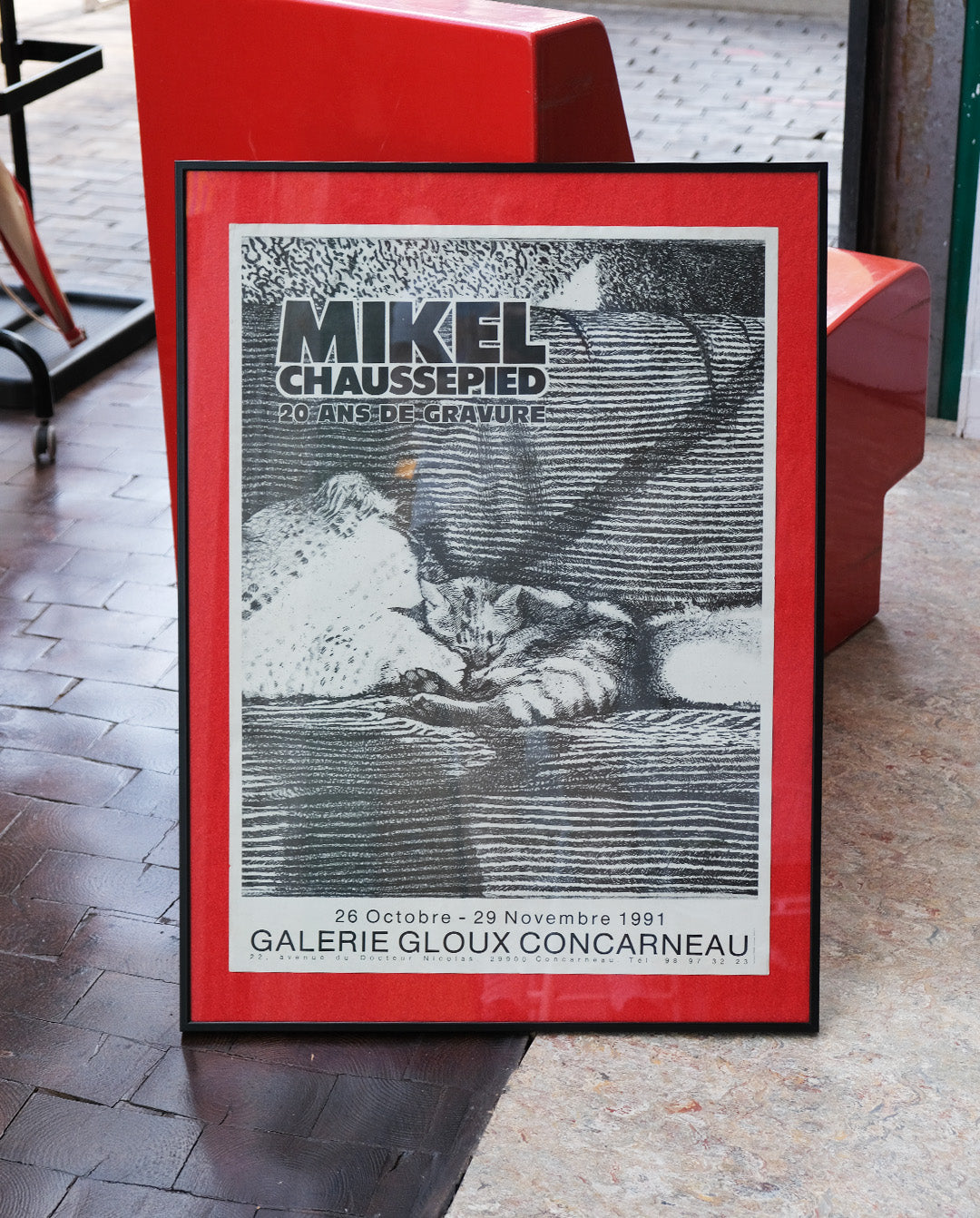 Affiche, gravure de Mikel Chaussepied, galerie Gloux, Concarneau, 1991
