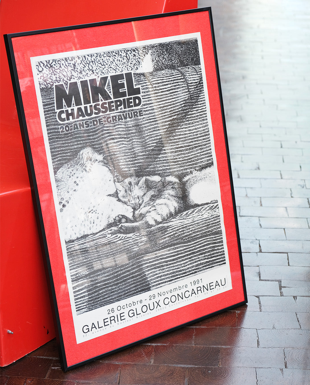 Affiche, gravure de Mikel Chaussepied, galerie Gloux, Concarneau, 1991
