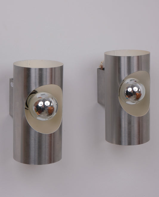Appliques en aluminium brossé années 70