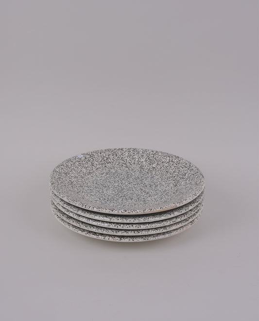 Assiettes à dessert en faïence mouchetées x5, Italie, années 60