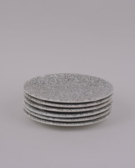Assiettes plates en faïence mouchetées x6, Italie, années 60