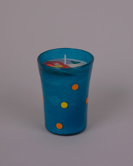 Bougie — verre bleu paon