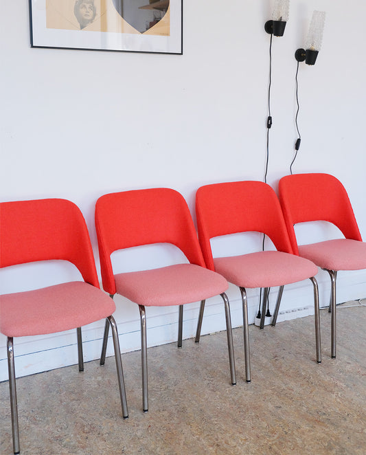 Chaises retapissées x4, années 60