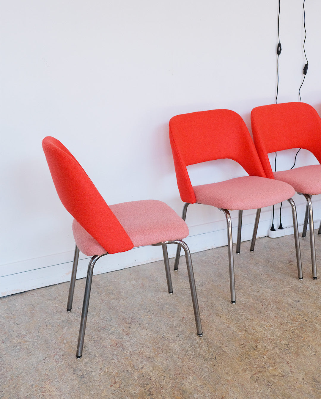 Chaises retapissées x4, années 60