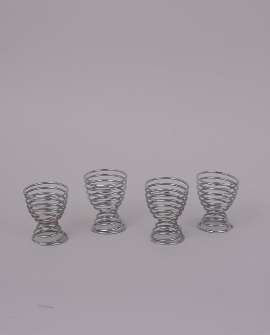 Coquetiers en inox en forme de spirale, vaisselle vintage des années 80
