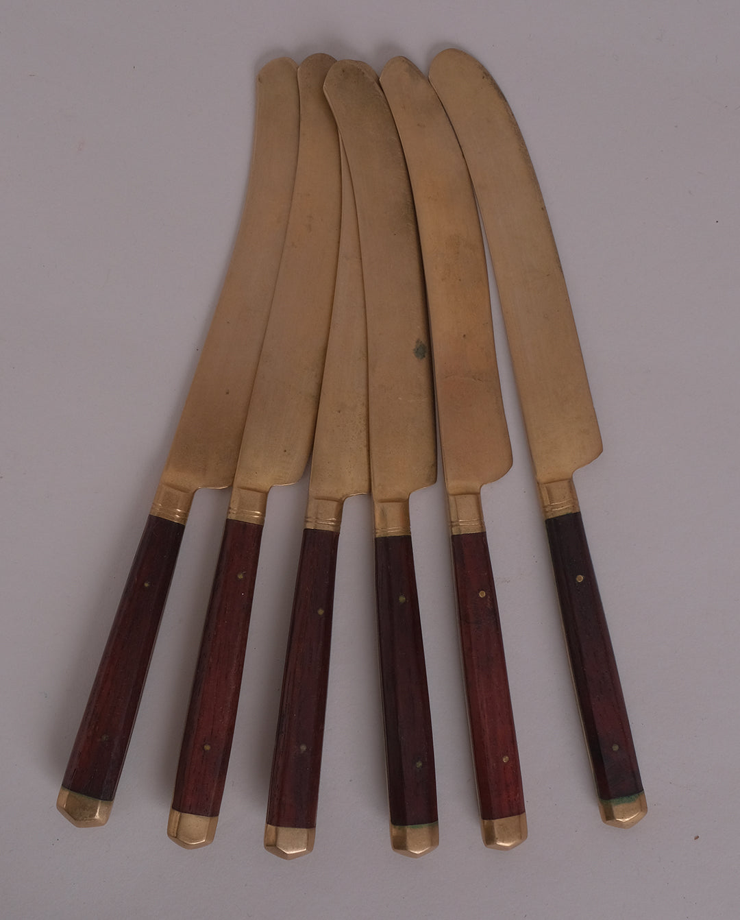 Couteaux en laiton et teck x6