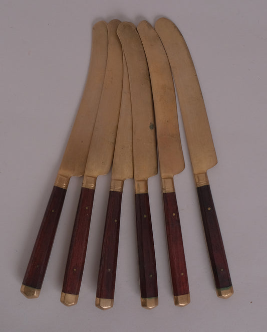 Couteaux en laiton et teck x6