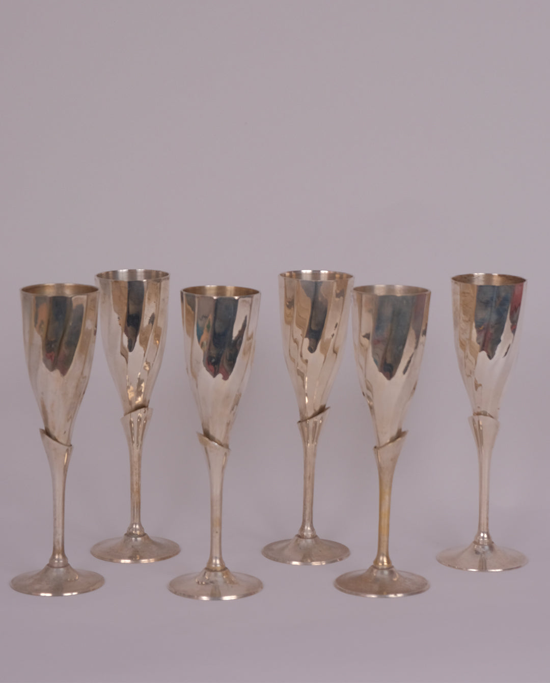 Flûtes en métal argenté x6