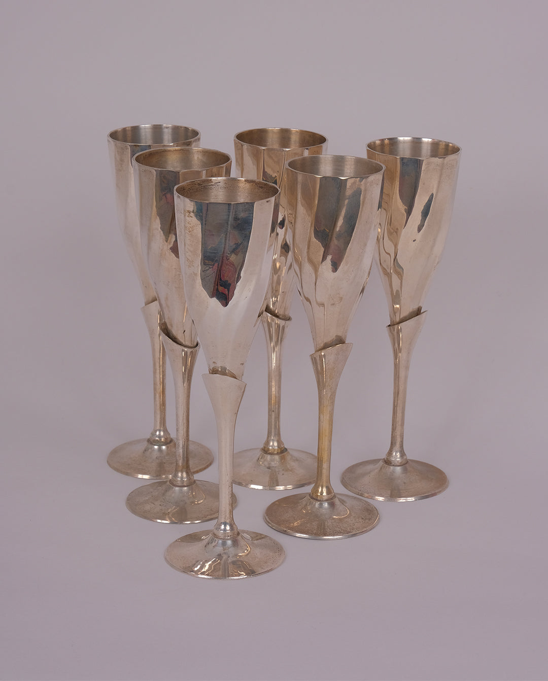 Flûtes en métal argenté x6