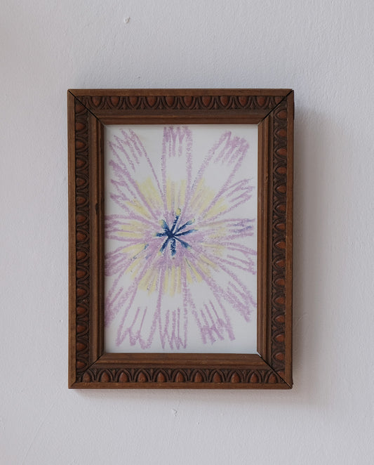 Illustration au pastel gras dans un cadre en bois