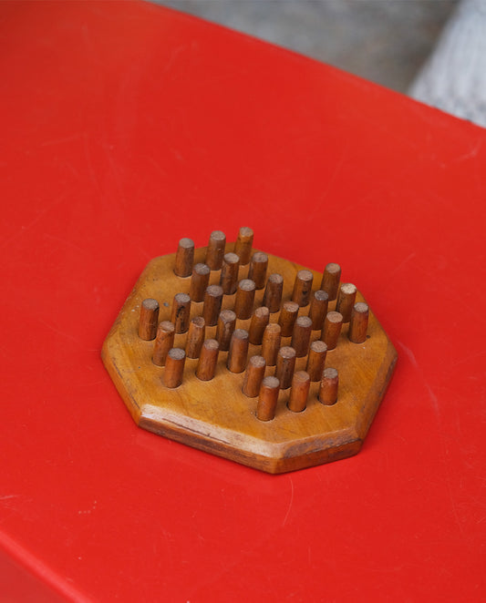 Jeu de solitaire en bois, travail artisanal, vintage