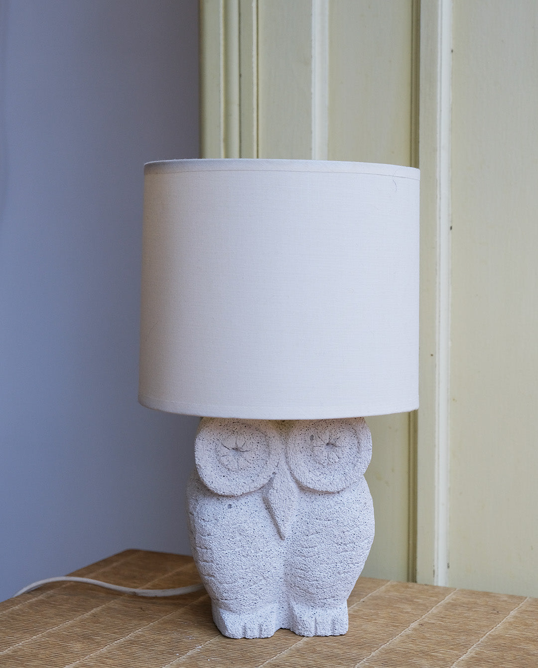 Lampe chouette en pierre calcaire, vintage