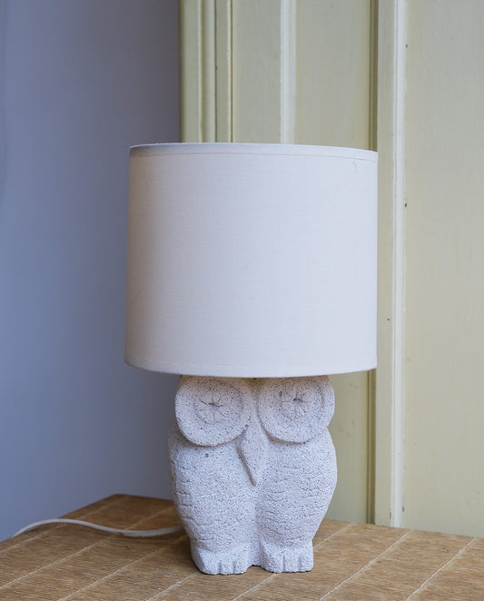 Lampe chouette en pierre calcaire, vintage