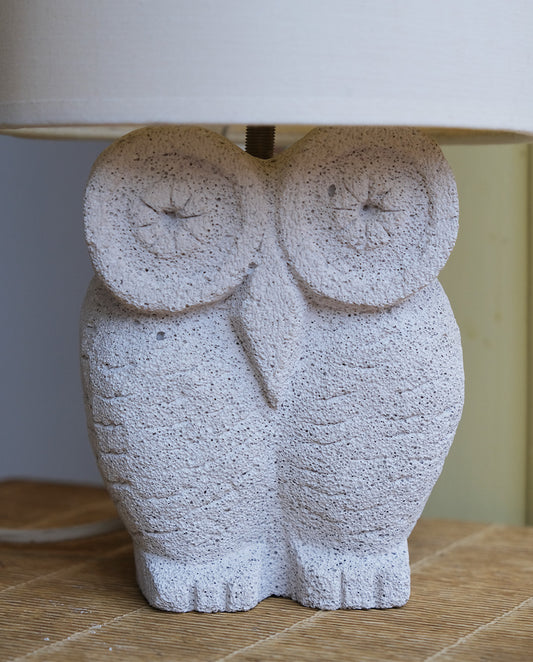 Lampe chouette en pierre calcaire, vintage