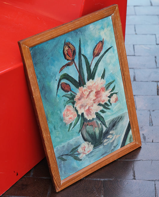 Peinture à l’huile, nature morte au bouquet de fleurs