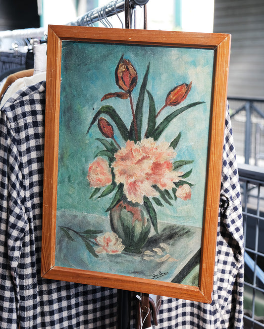 Peinture à l’huile, nature morte au bouquet de fleurs