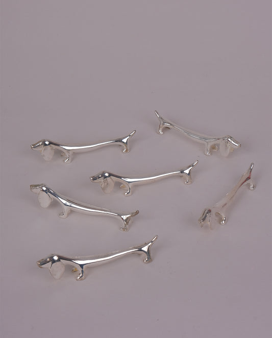 Porte-couteaux en métal argenté x8