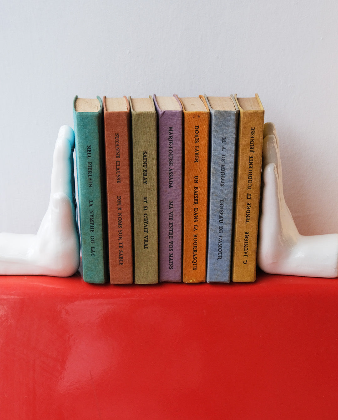 Serre-livres en céramique en forme de mains x3, Hollande, années 80