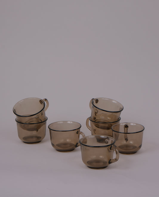 Tasses à café en verre fumé x7