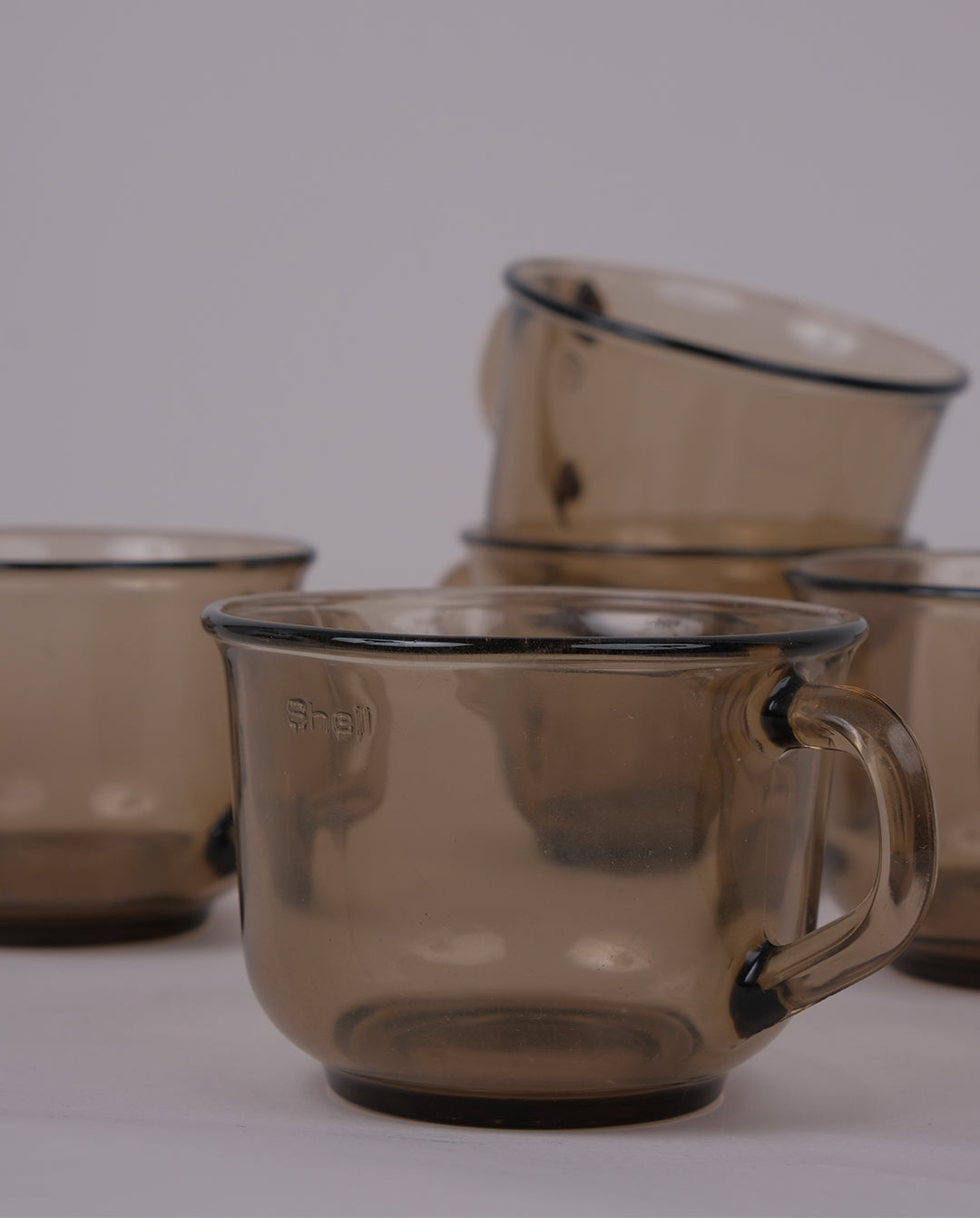 Tasses à café en verre fumé x7