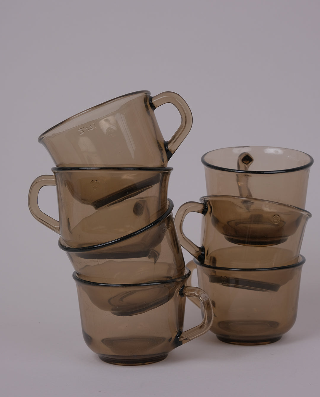 Tasses à café en verre fumé x7