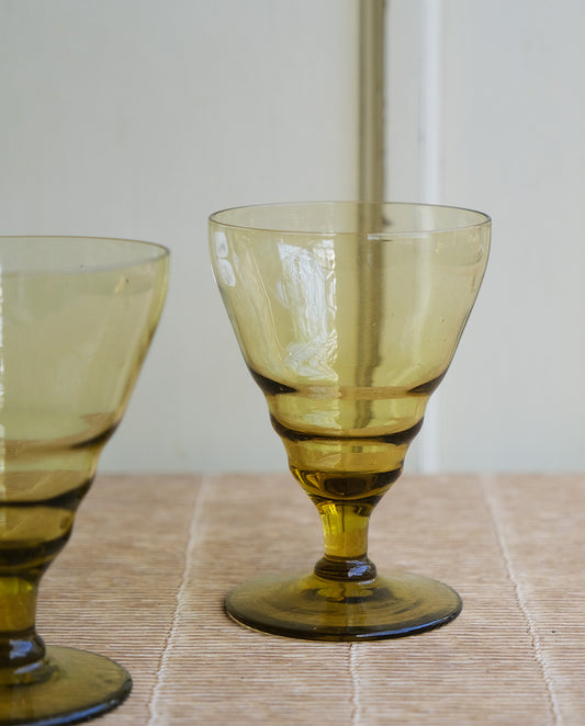 Paire de verres Art déco, teintés vert, vintage