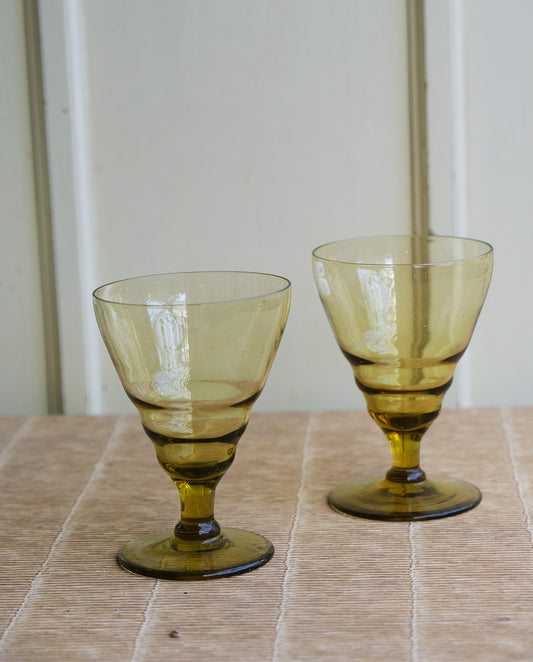 Paire de verres Art déco, teintés vert, vintage