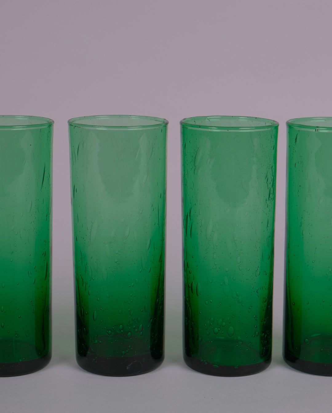 Verres hauts en verre bullé teinté vert 