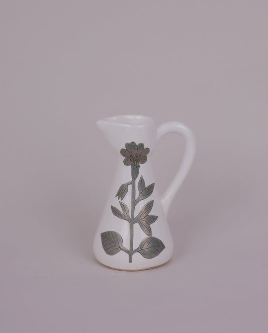 Verseur à lait en faïence et étain