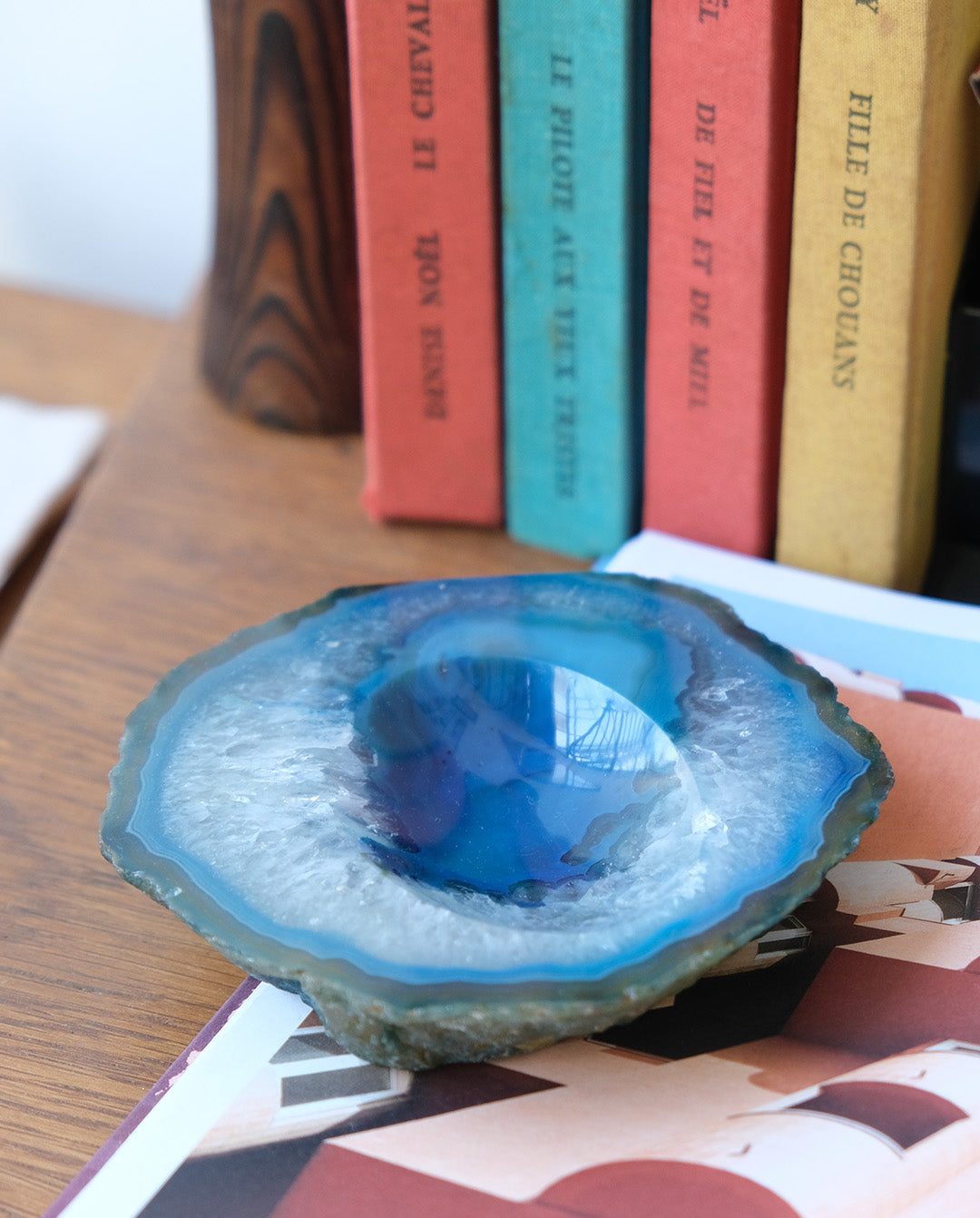 Vide-poche ou cendrier en agate bleue